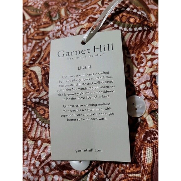 Garnet Hill Womens Garden Floral Linen Midi Skirt L New - Boho Pockets Western - Picture 6 of 8